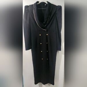 SHEIN Black Long Sleeve Dress with Gold Buttons